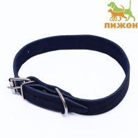 Ошейник кожаный однослойный, 45 х 2 см, ОШ 25-35 см, синий Ошейник кожаный однослойный, 45 х 2 см, ОШ 25-35 см, синий