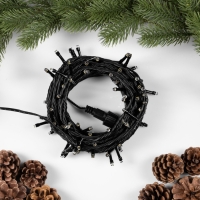 Гирлянда «Нить» 10 м, IP44, УМС, тёмная нить, 100 LED, свечение тёплое белое, мерцание всех светодиодов, 24 В Гирлянда «Нить» 10 м, IP44, УМС, тёмная нить, 100 LED, свечение тёплое белое, мерцание всех светодиодов, 24 В