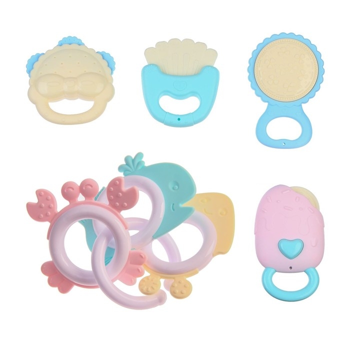 Набор погремушек и прорезывателей &laquo;Нежность&raquo;, 5 шт., Крошка Я