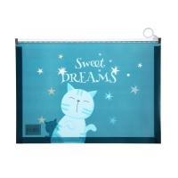 Папка-конверт на молнии формат А4, 180мкр, прозрачная с рисунком "Котик", МИКС Папка-конверт на молнии формат А4, 180мкр, прозрачная с рисунком "Котик", МИКС