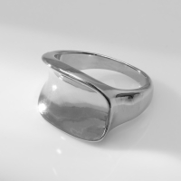 Кольцо металл &laquo;Тренд&raquo; вогнутый прямоугольник, цвет серебро, размер 17