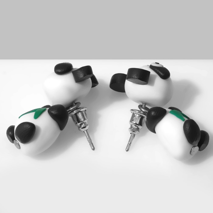 Серьги &laquo;Панды&raquo;, цвет чёрно-белый