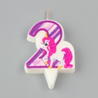 Свеча в торт "Единорог", цифра 2, фиолетовая, 6,5 см Свеча в торт "Единорог", цифра 2, фиолетовая, 6,5 см