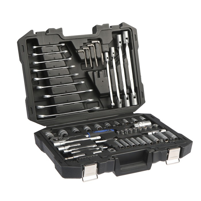 Набор инструментов в кейсе ТУНДРА, автомобильный, CrV, 1/2 Набор инструментов в кейсе ТУНДРА, автомобильный, CrV, 1/2", 1/4", 3/8", 80 предметов