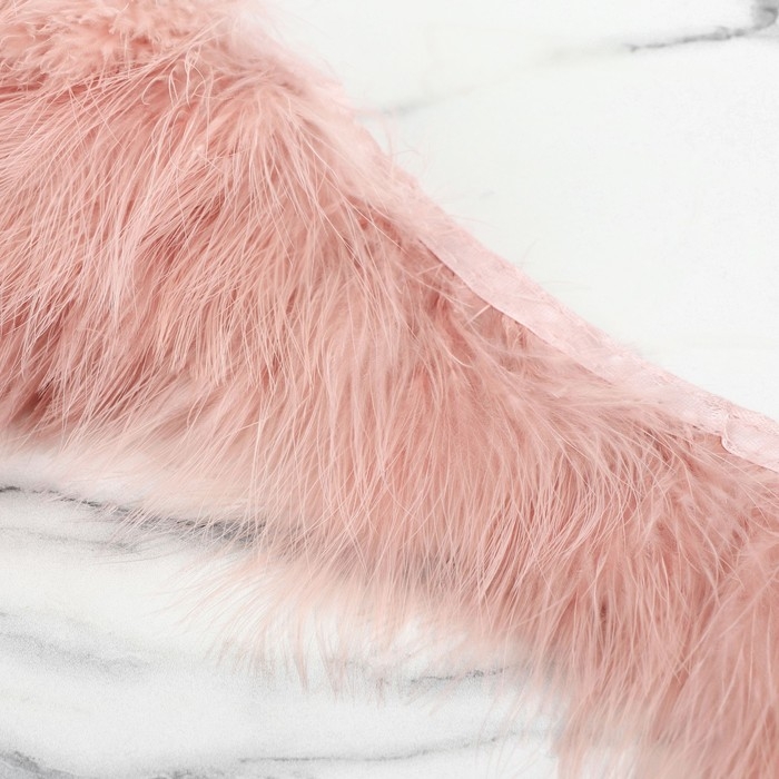 Тесьма с перьями марабу, 8-10 см, 5 &plusmn; 0,5 м, цвет пудровый