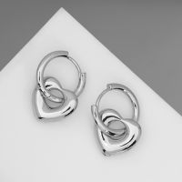 Серьги металл &laquo;Сердца&raquo; ритм, цвет серебро