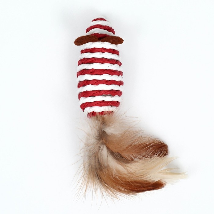 Игрушка для кошек Игрушка для кошек "Мышь-погремушка", 7 см, бело-красная