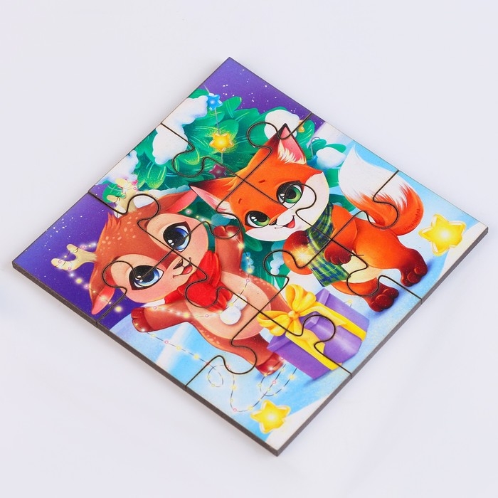 Деревянный пазл «Новый год! Оленёнок и лисёнок» Деревянный пазл «Новый год! Оленёнок и лисёнок»