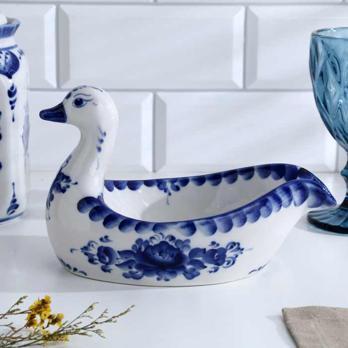 Подставка под половник &laquo;Уточка&raquo;, 13х21 см, гжель