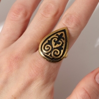 Кольцо &laquo;Этника&raquo; графский узор, цвет чернёное золото, безразмерное