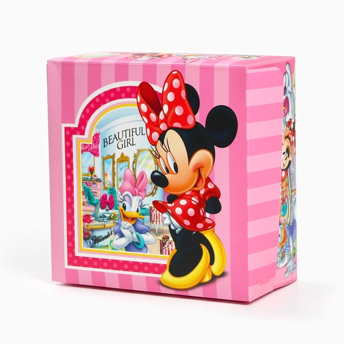 Коробка подарочная складная с 3Д Beautifil girl, Минни Маус, 15 х 15 х 7 см