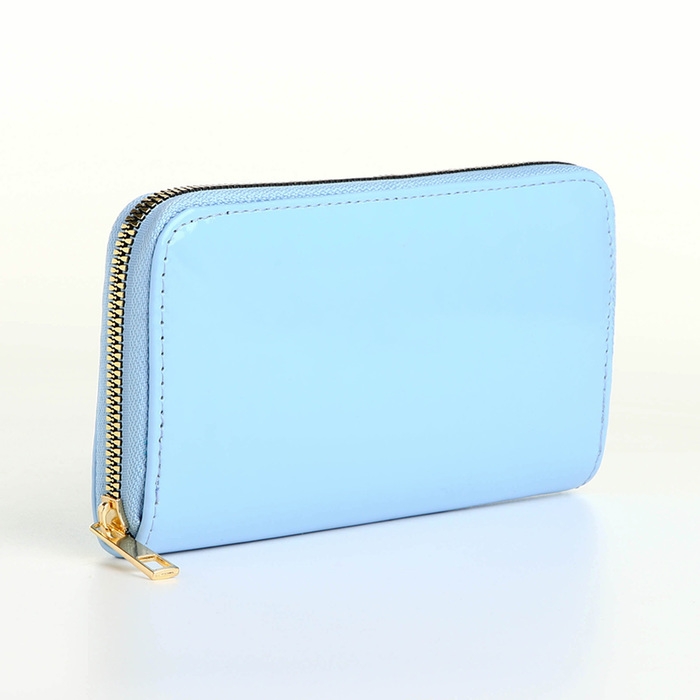 Кошелёк женский на молнии, лакированный, цвет голубой Кошелёк женский на молнии, лакированный, цвет голубой