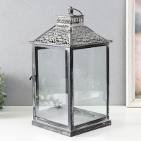 Подсвечник металл фонарь "Кружевные узоры" набор 2 шт 14х14х27 см, 20х20х40 см