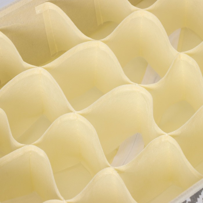 Органайзер для хранения белья с крышкой Доляна &laquo;Ромбы&raquo;, 24 ячеек, 38&times;30&times;12 см, цвет серый