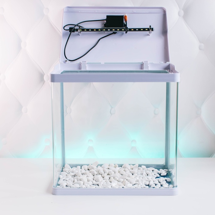 Аквариум SeaStar HX-390F в комплекте: LED-лампа 3х цветная, 7 режимов, фильтр, 30 л, белый