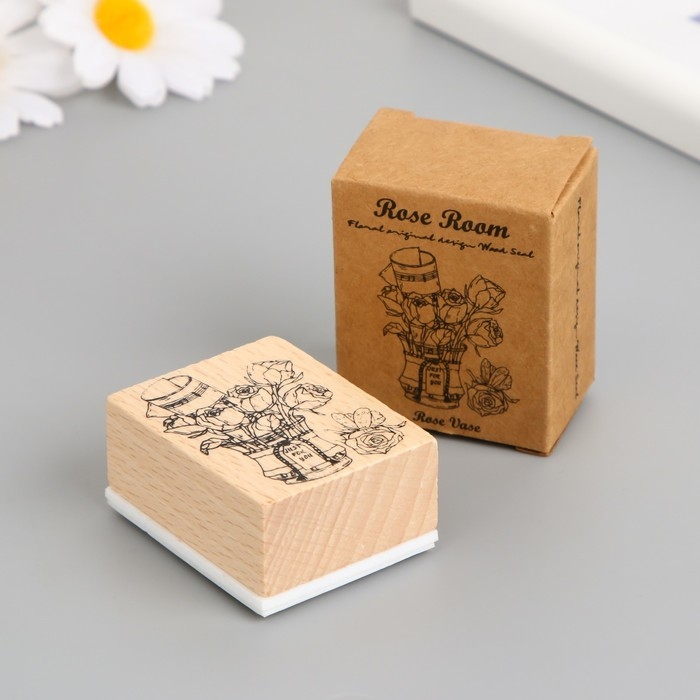 Печать дерево, резина Печать дерево, резина "Цветы в ведёрке" 5х4х2,5 см