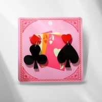 Серьги акрил &laquo;Масти&raquo;, цвет чёрно-красный в серебре