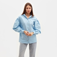 Рубашка женская с объёмными рукавами MINAKU: Casual Collection цвет голубой, р-р 46 Рубашка женская с объёмными рукавами MINAKU: Casual Collection цвет голубой, р-р 46