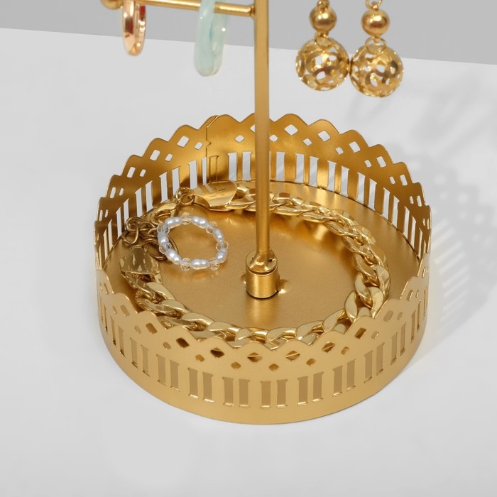 Подставка для украшений с местом для хранения «Сканди», 12,5×28,5 см, цвет золото Подставка для украшений с местом для хранения «Сканди», 12,5×28,5 см, цвет золото