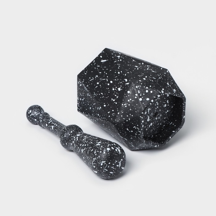 Ступка с пестиком &laquo;Грани&raquo;, 10&times;18 см, цвет чёрный