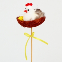 Пасхальный декор на палочке &laquo;Курочка в гнезде&raquo;, 7 &times; 7 &times; 28 см, в гнёздышке