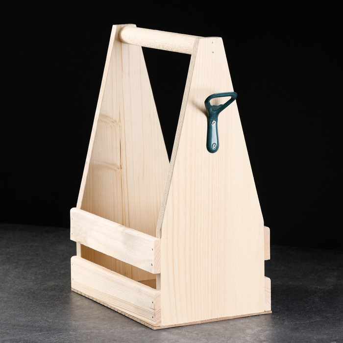 Ящик для пива 22,5х15,5х33 см под 6 бутылок, натуральный Ящик для пива 22,5х15,5х33 см под 6 бутылок, натуральный