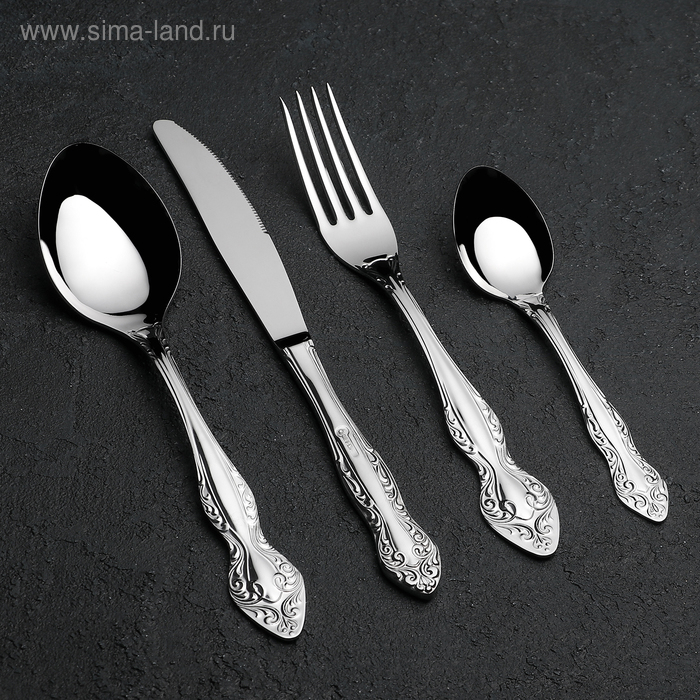 Набор столовых приборов &laquo;Славянка&raquo;, 24 предмета, декоративная коробка, цвет серебряный