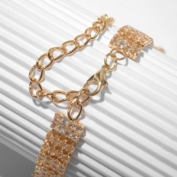 Браслет со стразами &laquo;Брайт&raquo; квадрат, цвет белый в золоте, 18 размер