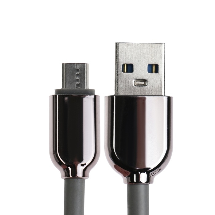 Кабель MicroUSB - USB, 2.4 А, оплётка TPE, морозоустойчивый, 1 метр, серый Кабель MicroUSB - USB, 2.4 А, оплётка TPE, морозоустойчивый, 1 метр, серый