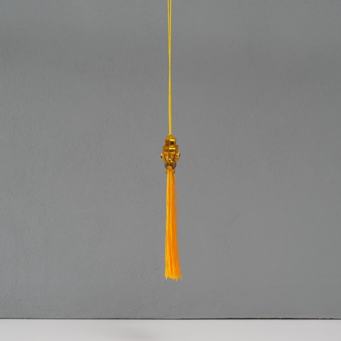 Подвеска текстиль, пластик "Китайский лев" жёлтая 2х4х14 см