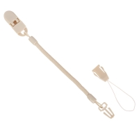 Соска - пустышка ортодонтическая, силикон, +6 мес., с держателем, цвет бежевый