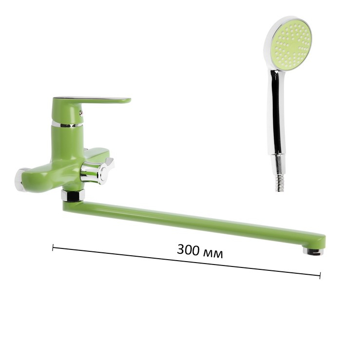 Смеситель для ванны Accoona A7166K, однорычажный, дивертор в корпусе, 35 см, зеленый Смеситель для ванны Accoona A7166K, однорычажный, дивертор в корпусе, 35 см, зеленый