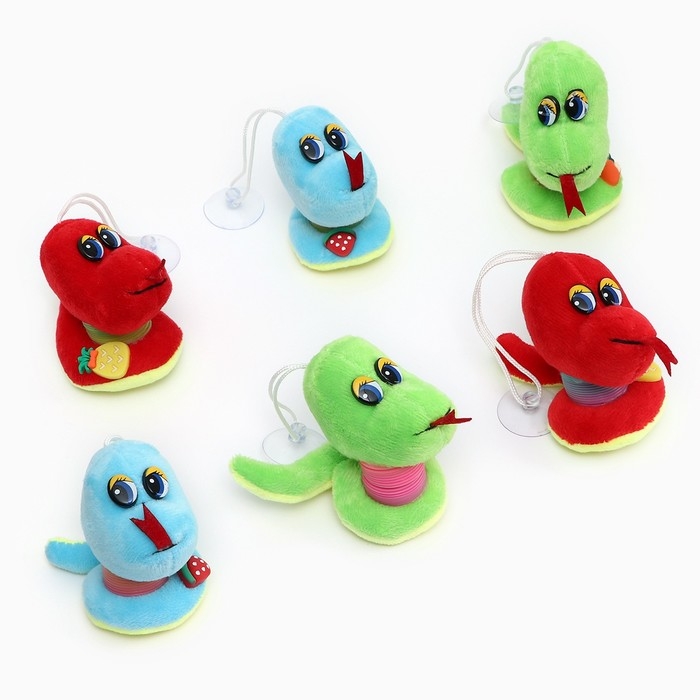 Новый год! Мягкая игрушка &laquo;Змейка с пружиной&raquo; на подвесе, 9 см, цвет МИКС