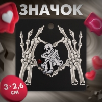 Значок &laquo;Вечная любовь&raquo;, цвет чёрно-белый в чёрном металле