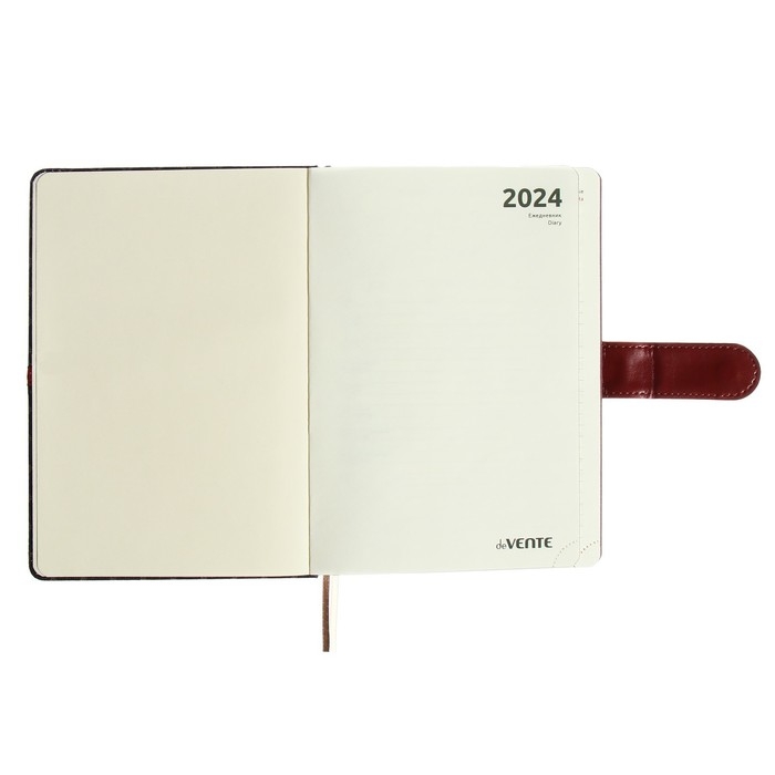 Ежедневник датированный 2024 A5 176 листов, deVENTE.Chelsea, твёрдая обложка из искусственной кожи, коричневый срез, магнитный хлястик, ляссе, кремовый блок 70 г/м2, коричневый Ежедневник датированный 2024 A5 176 листов, deVENTE.Chelsea, твёрдая обложка из искусственной кожи, коричневый срез, магнитный хлястик, ляссе, кремовый блок 70 г/м2, коричневый