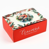 Коробка подарочная новогодняя складная &laquo;Снегири&raquo;, 25 х 18 х 10 см, Новый год