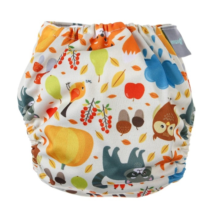Многоразовый подгузник «Осень», 3-8 кг, угольно-бамбуковая ткань, Крошка Я Многоразовый подгузник «Осень», 3-8 кг, угольно-бамбуковая ткань, Крошка Я