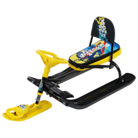 Снегокат &laquo;Тимка спорт 4-1 Зимний спорт&raquo;, ТС4-1/С, со спинкой и ремнём безопасности, цвет чёрный/жёлтый