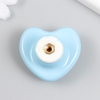 Ручка для шкатулки керамика, металл "Сердечко" голубая 3,8х3,8х3 см