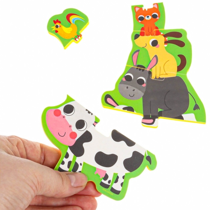 Мягкий пазл для малышей &laquo;Пирамидка: Животные фермы&raquo;, 5 деталей, Крошка Я