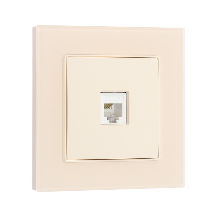 Розетка телефонная одноместная TOT Matte Glass, скрытая, стекло, бежевая Розетка телефонная одноместная TOT Matte Glass, скрытая, стекло, бежевая