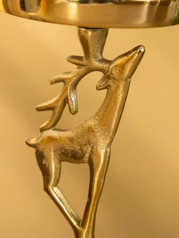 Подсвечник "Олененок" 10х10х17 см, алюминий, золотой