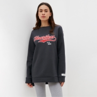 Свитшот удлиненный женский с начёсом MIST Cozy style, графит, размер 50