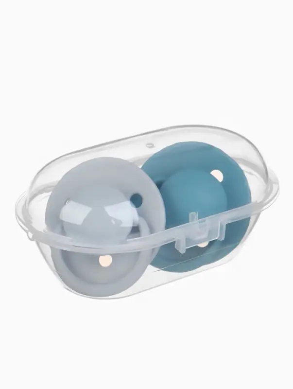 Набор классических пустышек, 2 шт., латекс, серый/серо-синий, в контейнере, от 6 мес., M&B