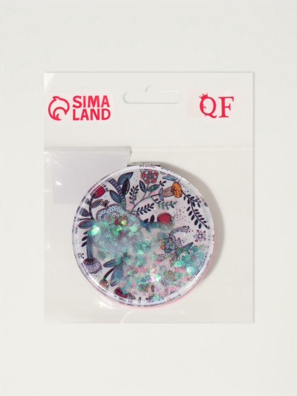 Зеркало складное &laquo;Цветы&raquo;, d = 7,2 см, с увеличением, цвет белый/фиолетовый