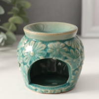 Аромалампа керамика "Ромашки" тёмно-зелёная 7х7х6,8 см Аромалампа керамика "Ромашки" тёмно-зелёная 7х7х6,8 см