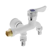 Кран водоразборный ZEIN, 1/2", двойной, белый, хром