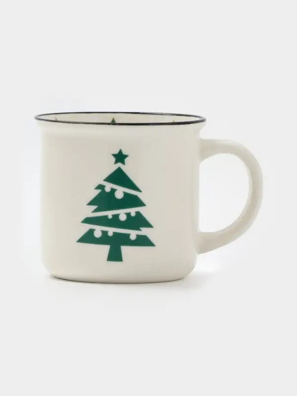 Кружка новогодняя Доляна &laquo;Елочка&raquo;, фарфор, белая