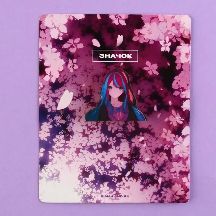 Значок деревянный &laquo;Девушка в цветах&raquo;, аниме , 3,3 х 2,8 см
