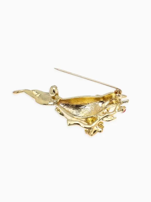 Брошь "Птичка" экзотическая, цветная в золоте